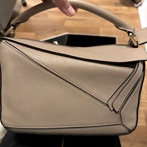 Loewe small puzzle bag brand new greyish tan two straps thick and original